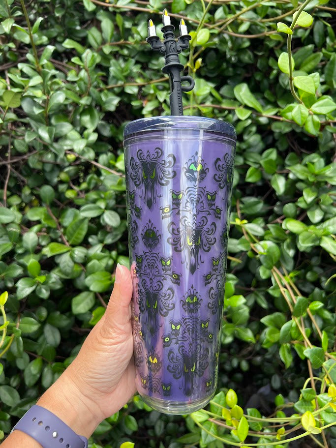 Haunted Mansion Wallpaper Plastic Starbucks Tumbler 24 oz.