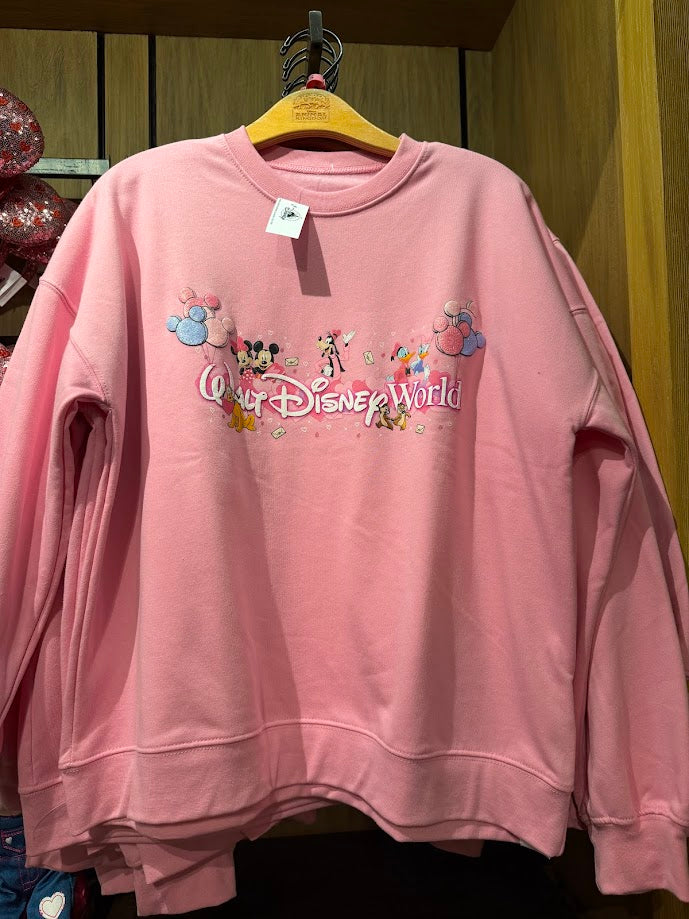 Pink Mickey & Friends Balloons Walt Disney World Adult Sweatshirt