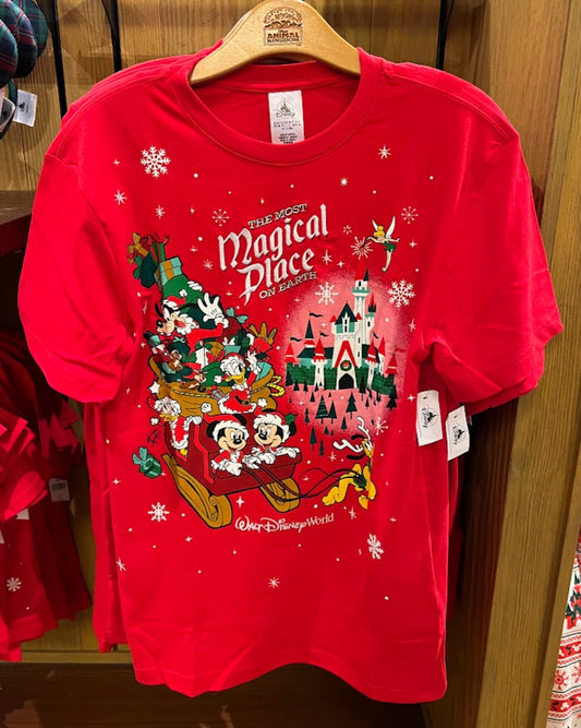 Mickey & Friends Most Magical Place on Earth Christmas Adult T-Shirt