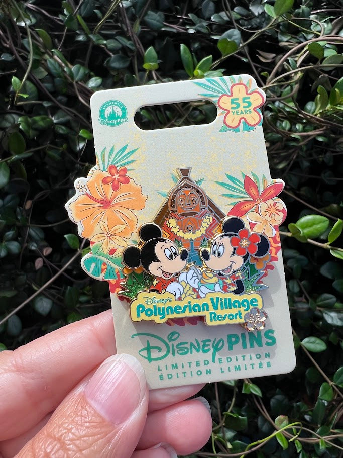 Mickey & Minnie Mouse Polynesian Resort WDW 55th Anniversary Limited Edition Disney Pin