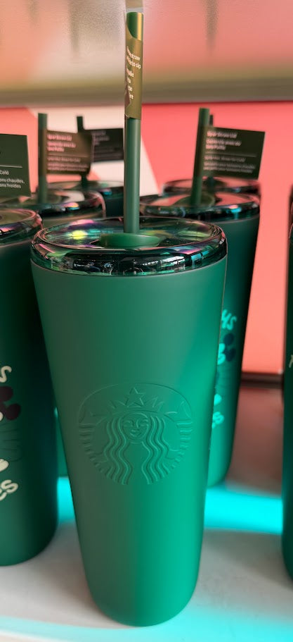 Mickey & Minnie Mouse Park Days & Lattes Starbucks Metal Tumbler 24 oz.