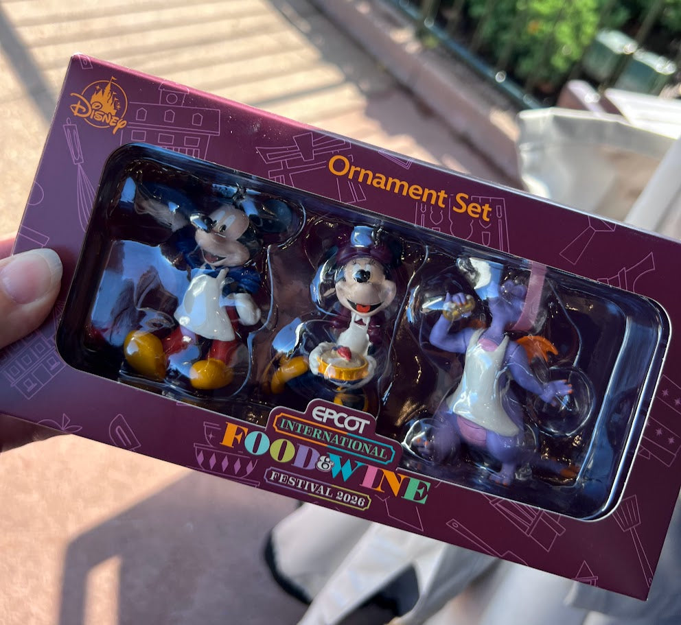 Mickey Minnie & Figment 2026 Epcot Food & Wine Festival Ornament Set