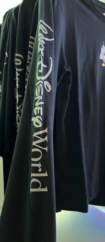 Black Mickey Mouse & Cinderella Castle Walt Disney World Long Sleeve Shirt