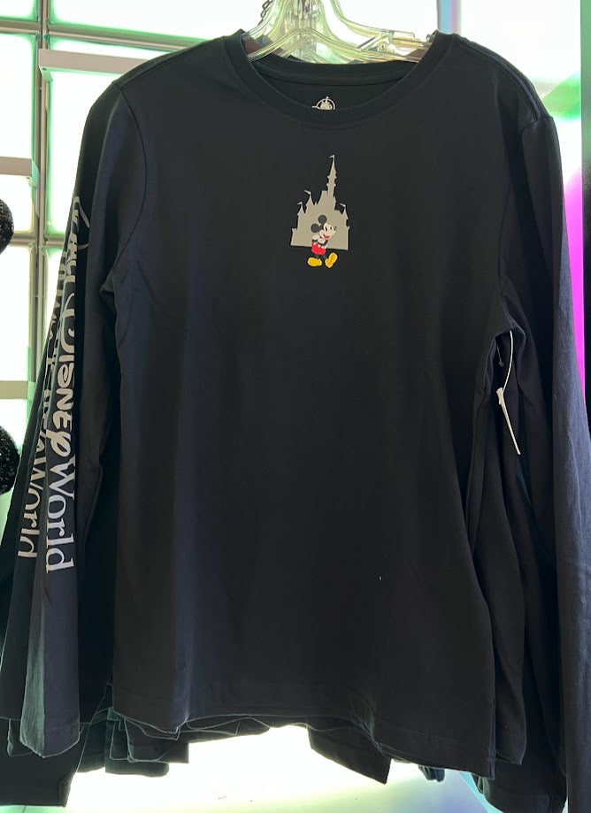 Black Mickey Mouse & Cinderella Castle Walt Disney World Long Sleeve Shirt