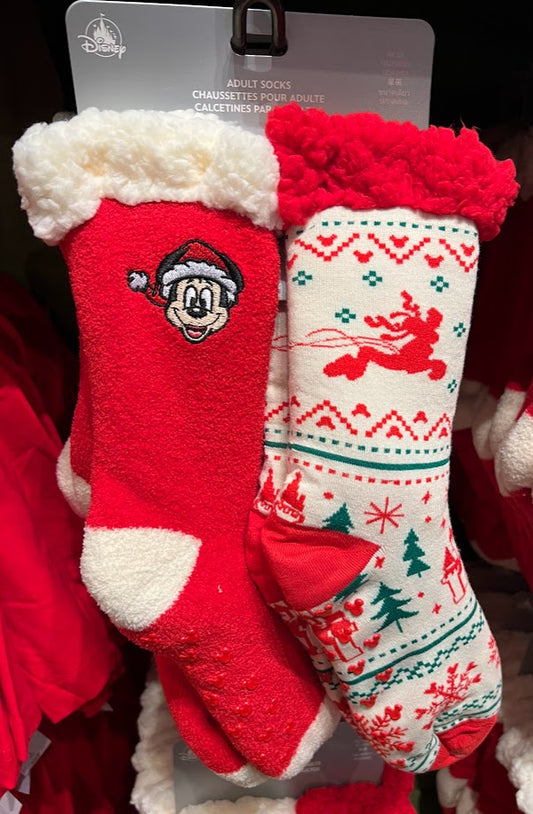 Mickey Mouse Fluffy Adult Christmas Socks