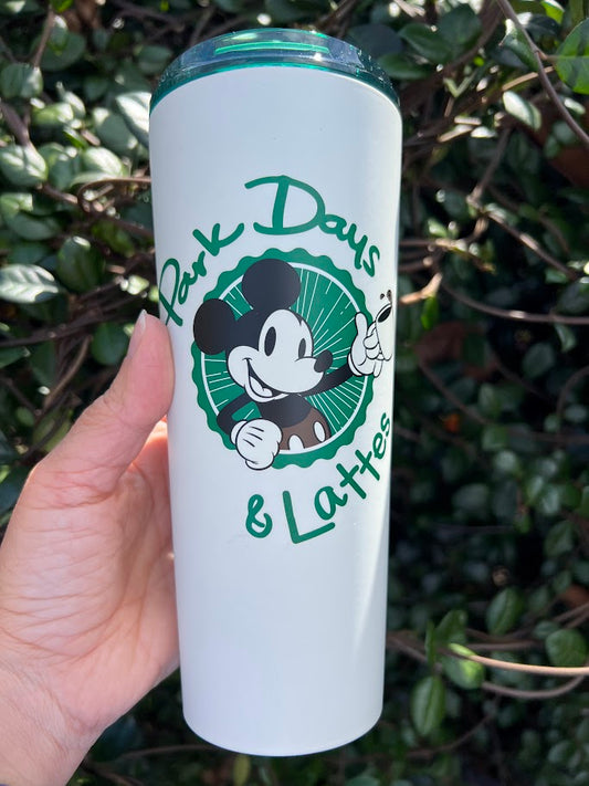 Mickey Mouse Park Days & Lattes Starbucks Metal Tumbler 16 oz.