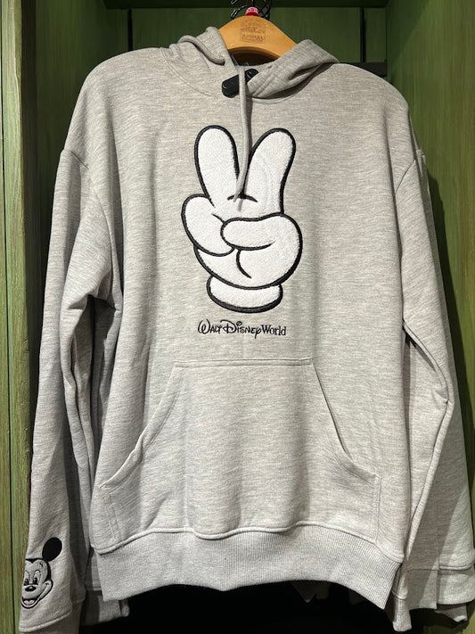 Mickey Mouse Peace Sign Pullover Adult Hoodie