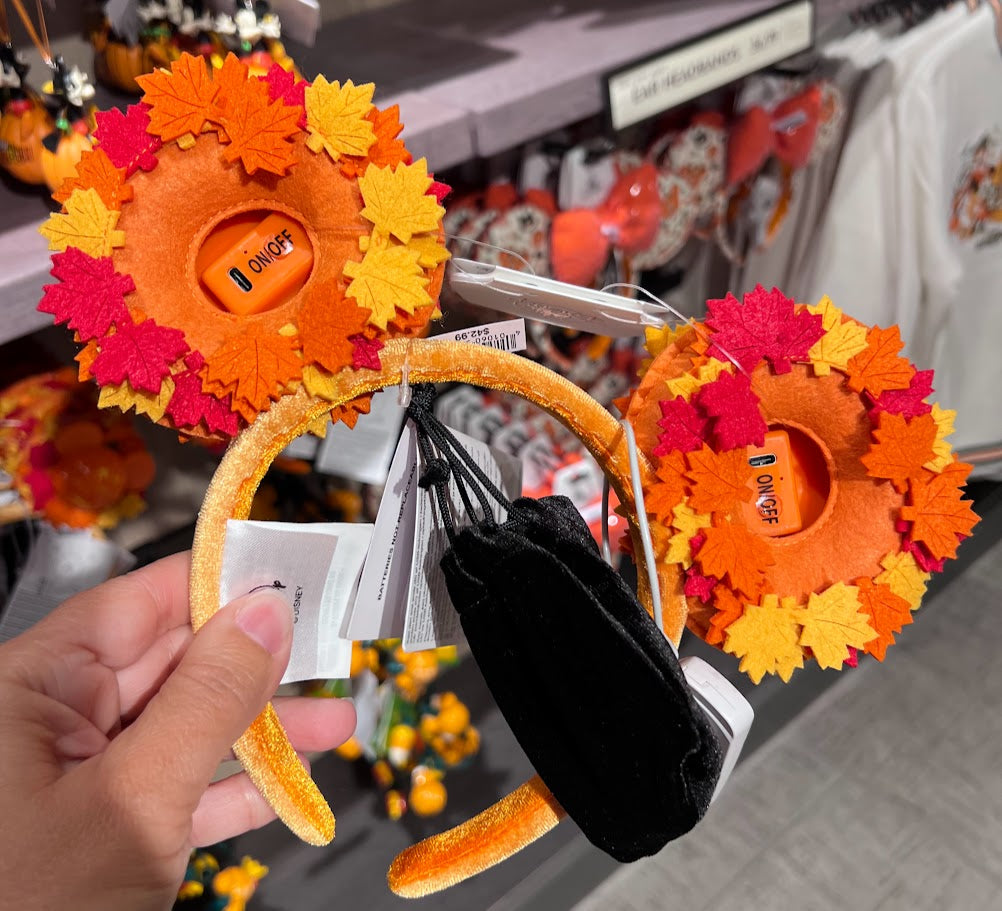 Mickey Mouse Pumpkin Wreath Halloween Light Up Minnie Mouse Ears Headband