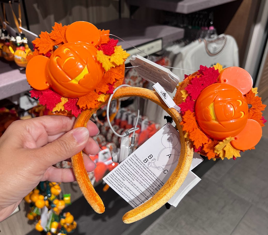 Mickey Mouse Pumpkin Wreath Halloween Light Up Minnie Mouse Ears Headband