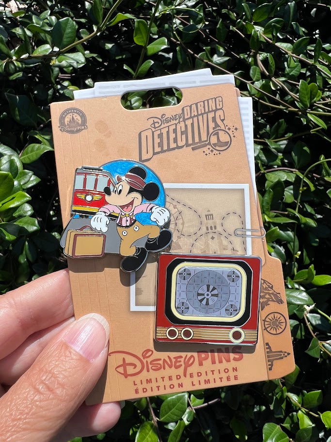 Red Car Trolley Disneyland Daring Detectives Limited Edition Pin Set
