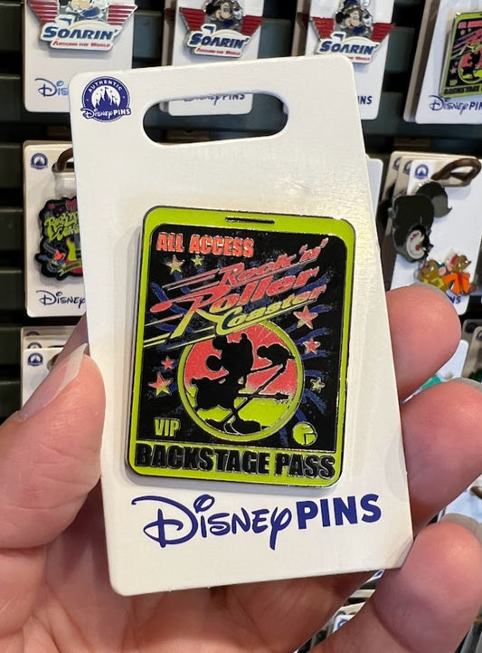 Mickey Mouse Rock 'n' Roller Coaster VIP Backstage Pass Disney Pin