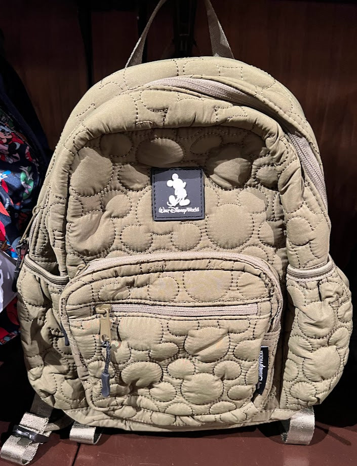 Olive Mickey Mouse Walt Disney World Quilted Mini Backpack