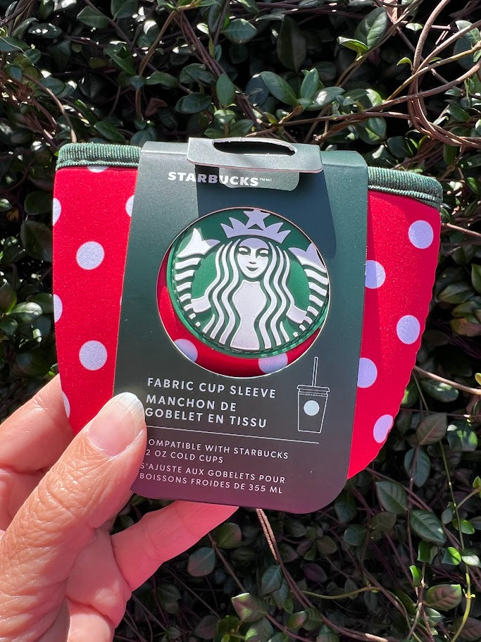 Minnie Mouse Polka Dots Starbucks Fabric Cup Sleeve for 12 oz Cold Cups
