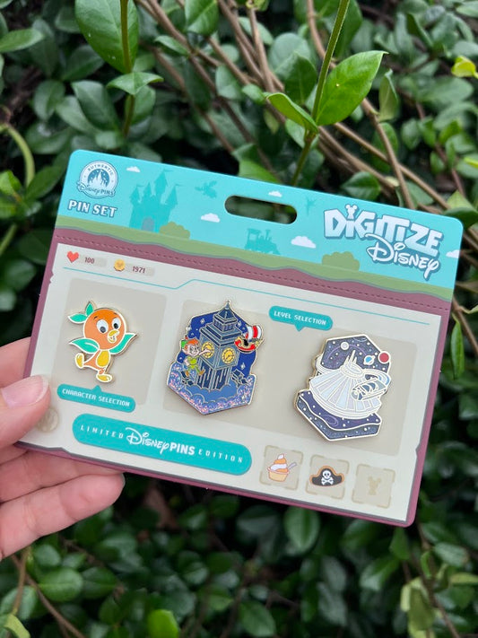 Orange Bird Peter Pan & Space Mountain Digitize Disney Pin Set
