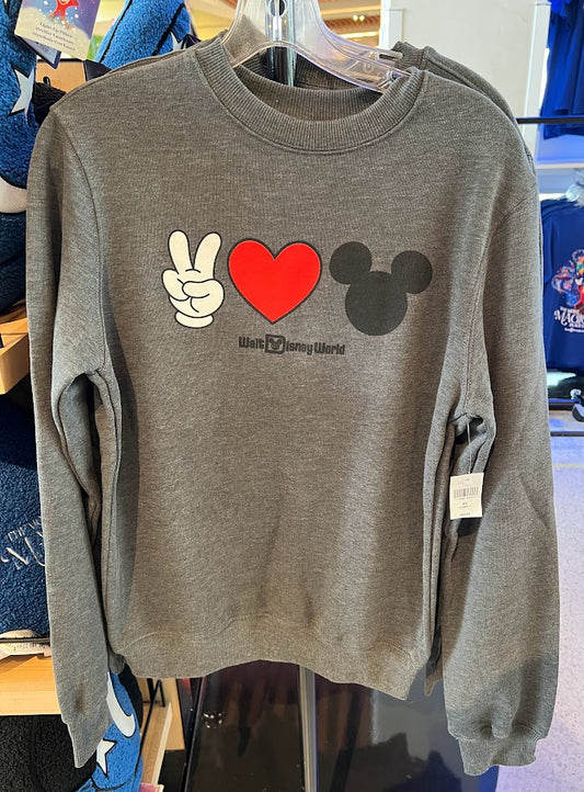 Peace Love Mickey Mouse Adult Sweatshirt