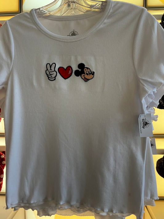 Peace Love Mickey Women's Ribbed Disney Shirt