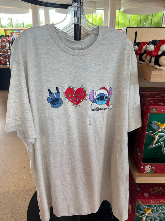 Peace Love & Stitch Christmas Adult T-Shirt