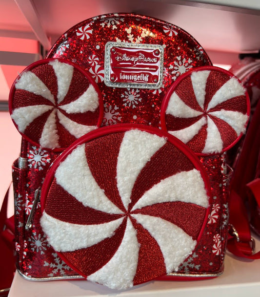 Peppermint Mickey Icon Christmas Loungefly Disney Mini Backpack