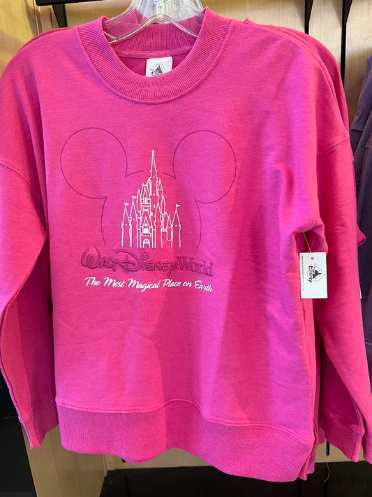 Pink Cinderella Castle Mickey Icon Walt Disney World Sweatshirt