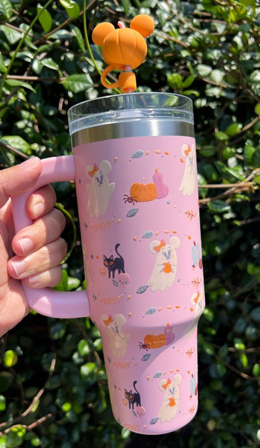 Pink Mickey & Minnie Mouse Ghosts Halloween Tumbler 30oz.
