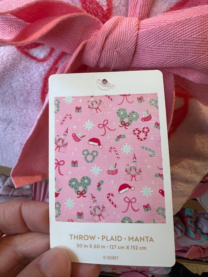 Pink Mickey Icon Wreath Christmas Throw Blanket