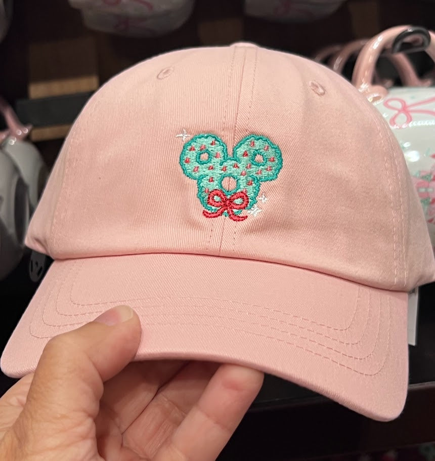 Pink Mickey Icon Christmas Wreath Walt Disney World Baseball Cap