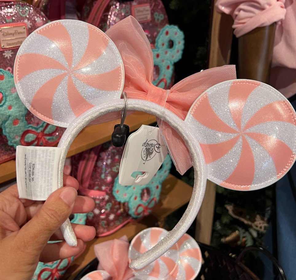 Pink Peppermint Minnie Mouse Ears Headband