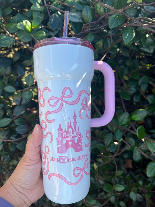 Pink Ribbons Walt Disney World Metal Starbucks Tumbler 24 oz.