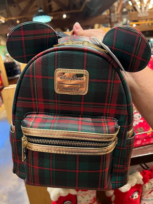 Plaid Christmas Loungefly Disney Mini Backpack