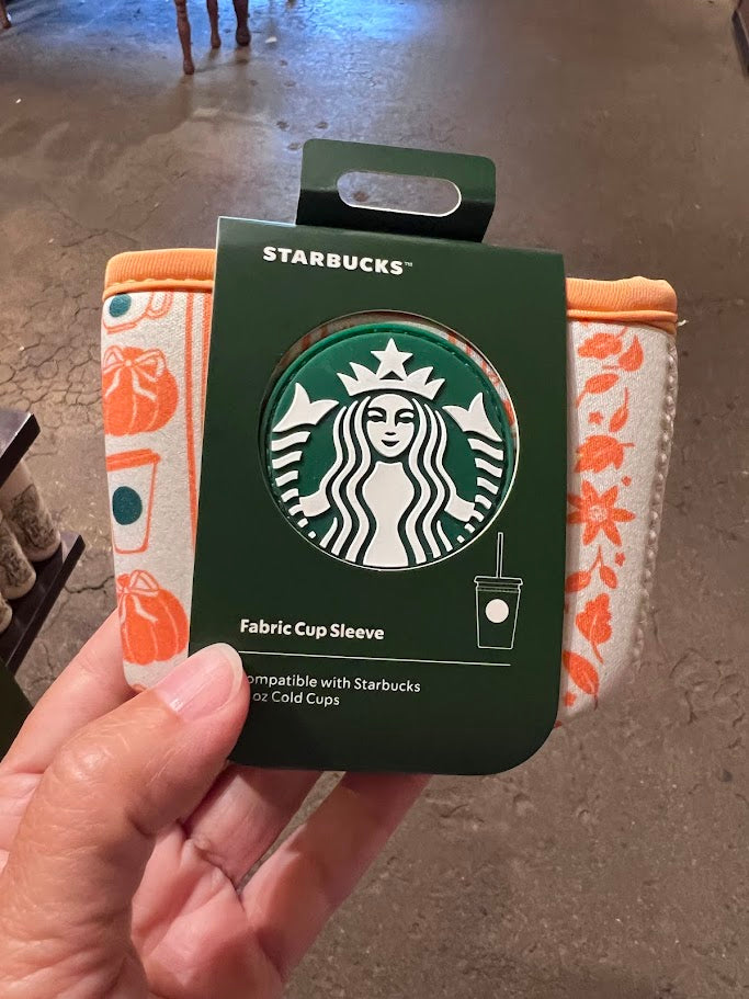 Pumpkin Spice Starbucks Fabric Cup Sleeve for 16 oz Cold Cups