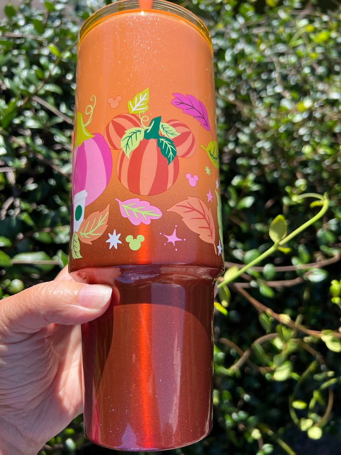 Mickey & Minnie Pumpkins & Leaves Starbucks Metal Tumbler 30oz.
