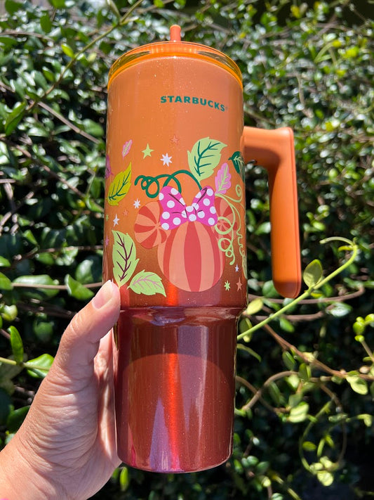 Mickey & Minnie Pumpkins & Leaves Starbucks Metal Tumbler 30oz.