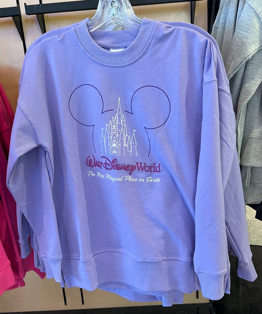 Purple Cinderella Castle Mickey Icon Walt Disney World Sweatshirt