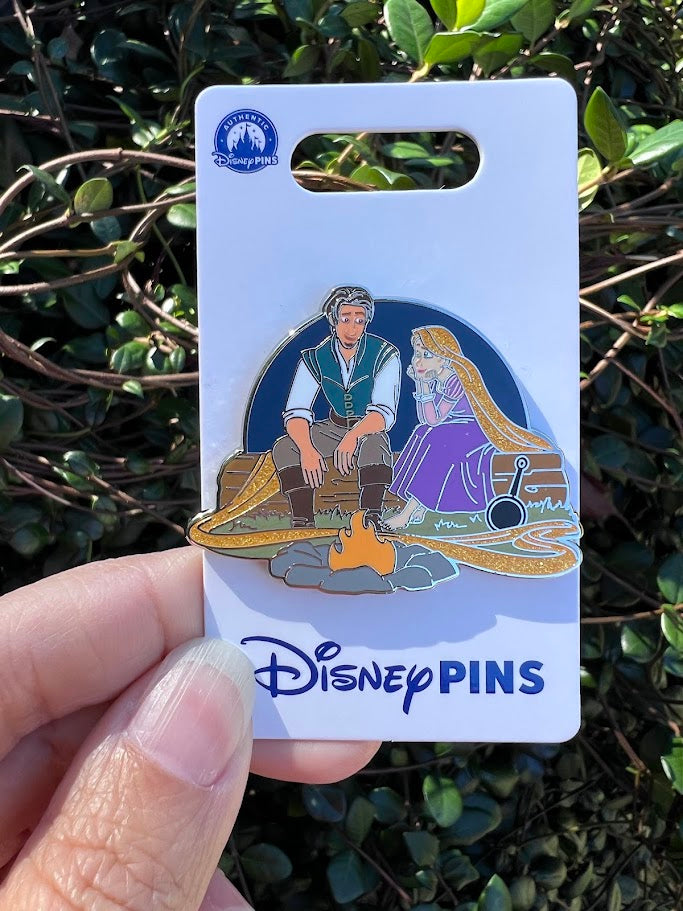 Rapunzel & Flynn Rider Campfire Glitter Disney Pin