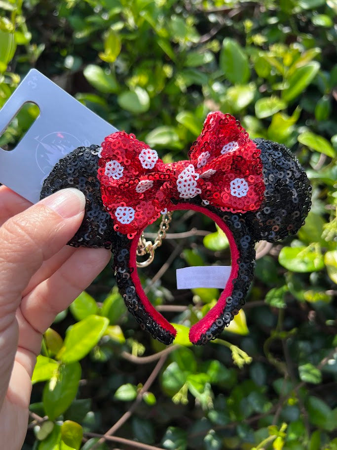 Red & Black Minnie Mouse Ears Headband Bag Charm Keychain