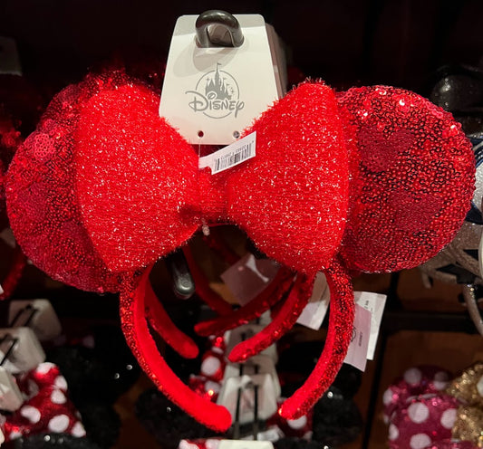 Red Sequined Minnie Mouse Ears Headband