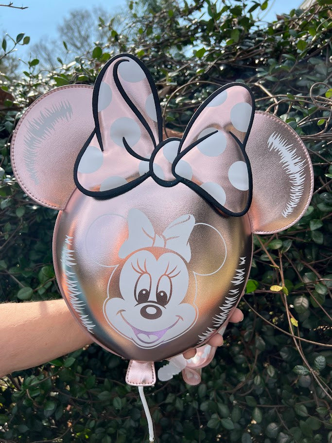 Rose Gold Minnie Mouse Balloon Loungefly Disney Bag