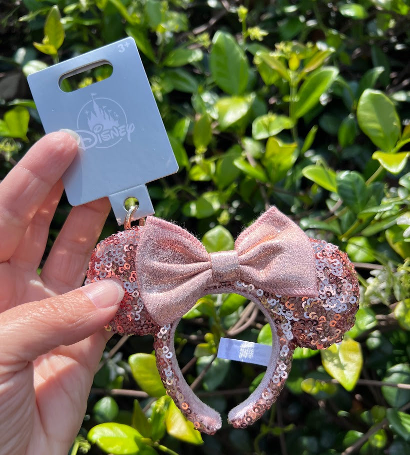 Rose Gold Minnie Mouse Ears Headband Bag Charm Keychain