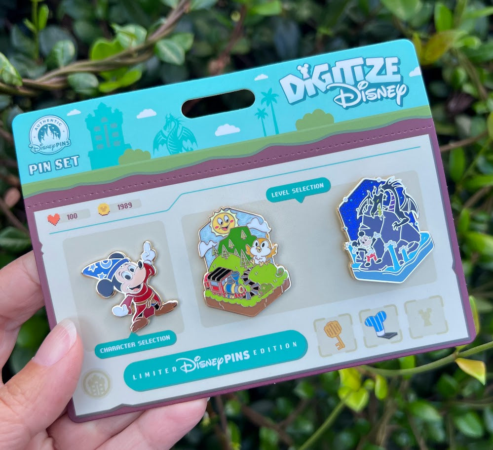 Sorcerer Mickey Mickey & Minnie's Runaway Railway & Fantasmic Digitize Disney Pin Set