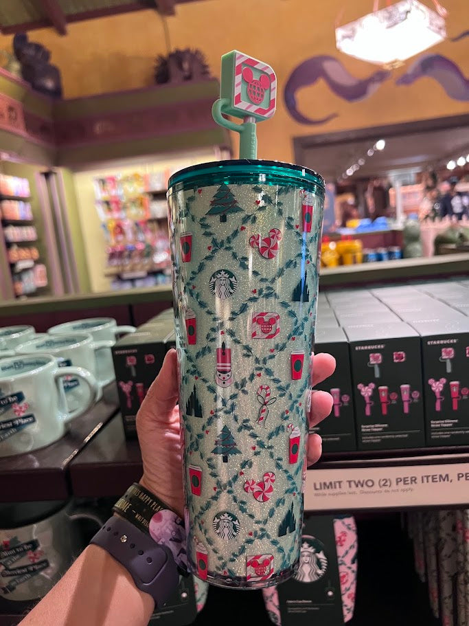 Mint to be at the Merriest Place on Earth Starbucks Plastic Glitter Tumbler 24 oz