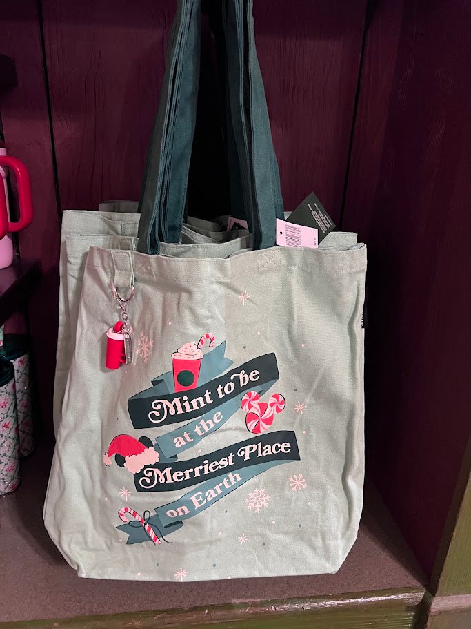 Mint to be at the Merriest Place on Earth Starbucks Tote