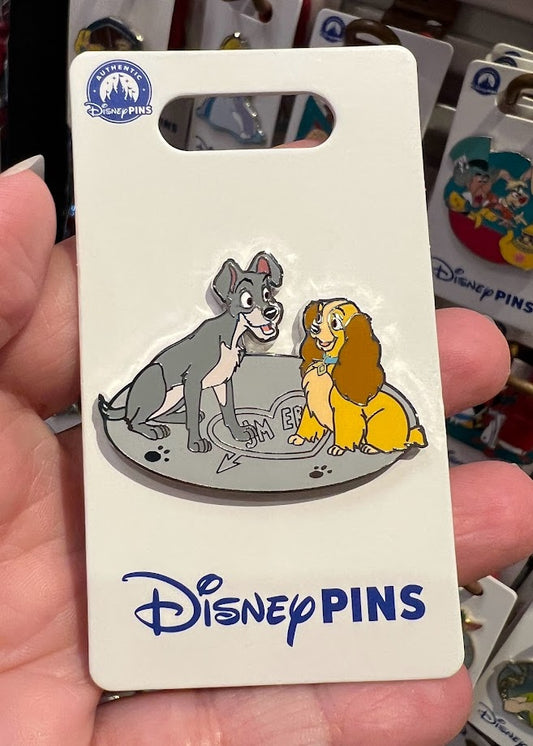 Tramp & Lady Initials in Cement Disney Pin