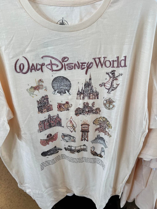 Walt Disney World Attraction Icons Adult T-Shirt