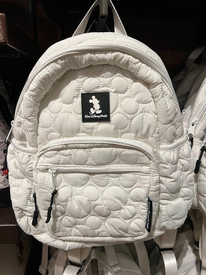 White Mickey Mouse Walt Disney World Quilted Mini Backpack