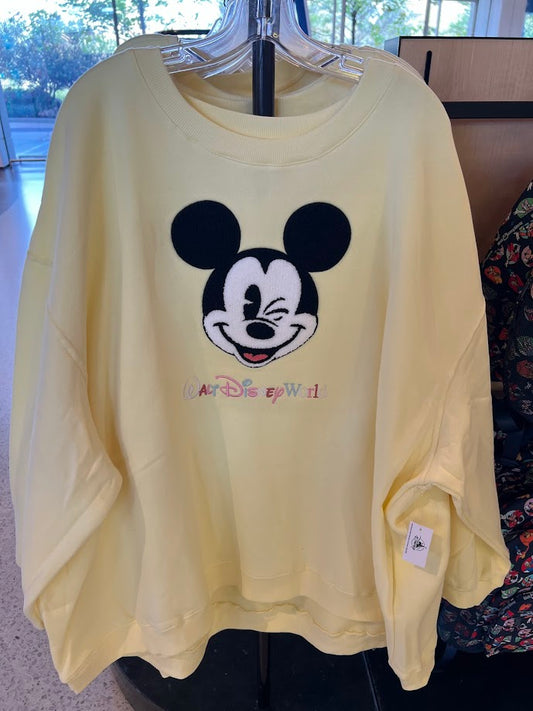 Yellow Fleece Mickey Mouse Walt Disney World Adult Sweatshirt